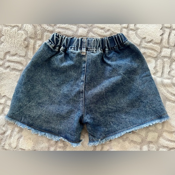 SHEIN Kids Stars & Stripes Distressed Denim Shorts Size 7Y - Picture 4 of 4